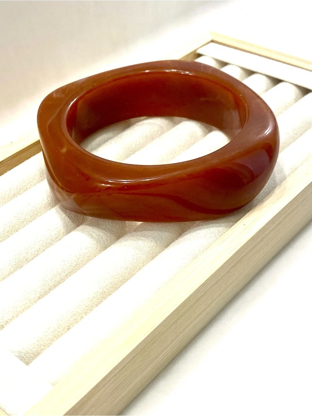 Sculpted Bangle Bracelet in Warm Amber Brown